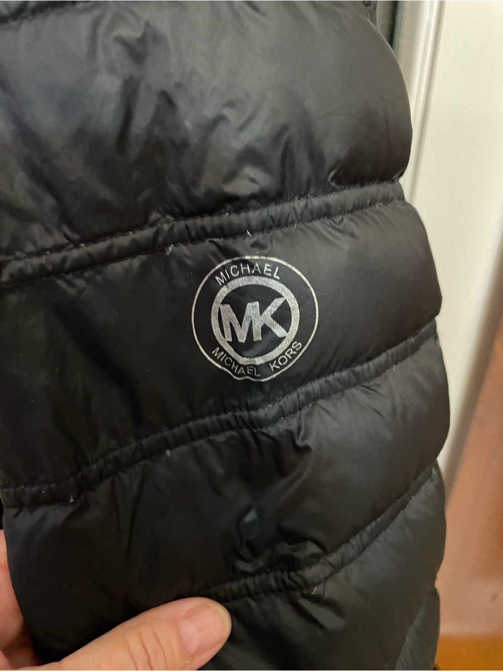 Women's Michael Korrs Black Quilted Puffer Jacket with High Collar. Down S - Picture 4 of 10